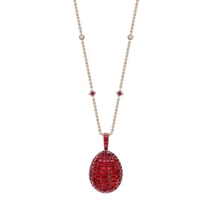 Rose Gold Mosaic Ruby Egg Pendant