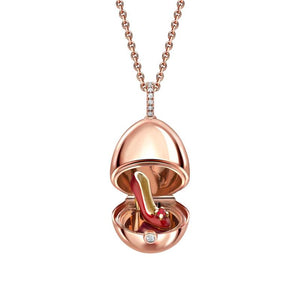 Rose Gold Red Lacquer & Ruby Set Shoe Surprise Locket