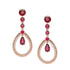 Rose Gold Ruby Fluted Teardrop Earrings