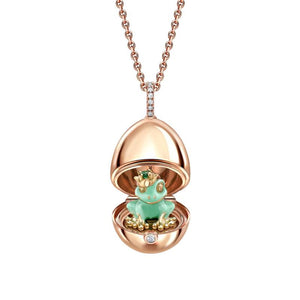 Rose Gold & Green Lacquer Frog Surprise Locket