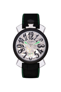 Skeleton 48mm – Steel Black Leather