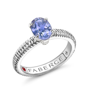 Sterling Silver Tanzanite Fluted Ring