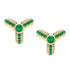 Trio Yellow Gold Emerald Fluted Stud Earrings