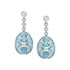 White Gold Diamond & Teal Guilloché Enamel Egg Drop Earrings