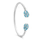 White Gold Diamond & Teal Guilloché Enamel Open Bracelet