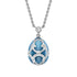 White Gold Diamond & Teal Guilloché Enamel Petite Egg Pendant