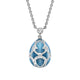 White Gold Diamond & Teal Guilloché Enamel Petite Egg Pendant