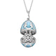 White Gold Diamond & Teal Guilloché Enamel Snowflake Locket Surprise