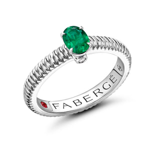 White Gold Emerald Fluted Ring