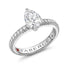 White Gold Pear Diamond Fluted Ring With Diamond Shoulders