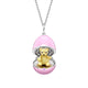 White Gold, Yellow Gold & Sapphire Teddy Surprise Locket with Pink Lacquer