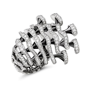 White Gold and Diamond Dragon Bones Ring