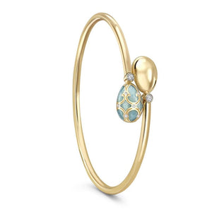 Yellow Gold Diamond & Turquoise Guilloché Enamel Crossover Bracelet