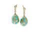 Yellow Gold Diamond & Turquoise Guilloché Enamel Egg Drop Earrings