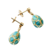 Yellow Gold Diamond & Turquoise Guilloché Enamel Egg Drop Earrings