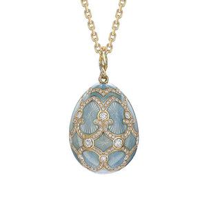 Yellow Gold Diamond & Turquoise Guilloché Enamel Grande Egg Pendant