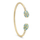 Yellow Gold Diamond & Turquoise Guilloché Enamel Open Bracelet