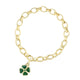 Yellow Gold Green Guilloché Enamel Clover Charm