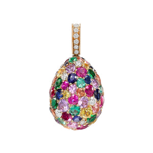 Yellow Gold Multicoloured Gemstone Egg Charm