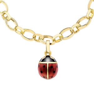 Yellow Gold Red and Black Guilloché Enamel Ladybird Charm