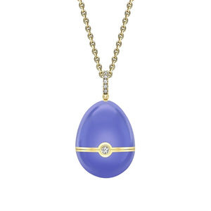 Yellow Gold, Diamond & Blue Sapphire Heart Surprise Locket with Lavender Lacquer