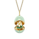 Yellow Gold, Yellow Sapphire & Emerald Anemone Locket Surprise With Green Lacquer