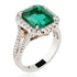 Platinum & Rose Gold Octagonal Cut Emerald Ring With Diamonds