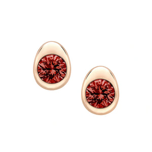 Cosmic Curve Rose Gold and Ruby Stud Earrings