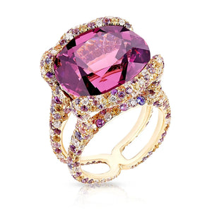 Yellow Gold 18.81ct Spinel Ring With Diamonds & Coloured Gemstones