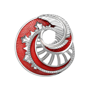 Mystére Lacquer Silver Red Pendant Brooch