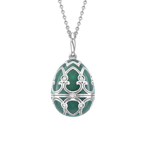 Heritage White Gold Diamond & Green Guilloché Enamel Koala Surprise Locket