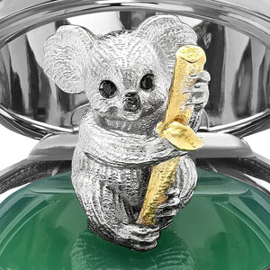 Heritage White Gold Diamond & Green Guilloché Enamel Koala Surprise Locket