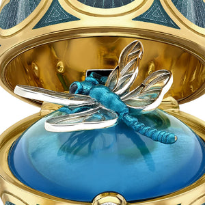 Heritage Yellow & White Gold Diamond & Blue Guilloché Enamel Dragonfly Surprise Locket