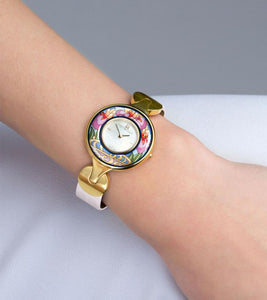 Hommage à Claude Monet - Watch Helena - Alligator strap/Gold-plated