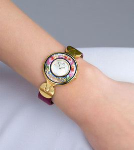 Hommage à Claude Monet - Watch Helena - Alligator strap/Gold-plated