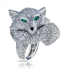 Treasures Le Renard White Gold Diamond & Emerald Fox Ring