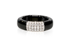 Pura, stretch bracelet in 18k gold with black diamonds and high tech ceramic