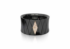 Diva, 18k rose gold stretch bracelet with diamonds and ceramic